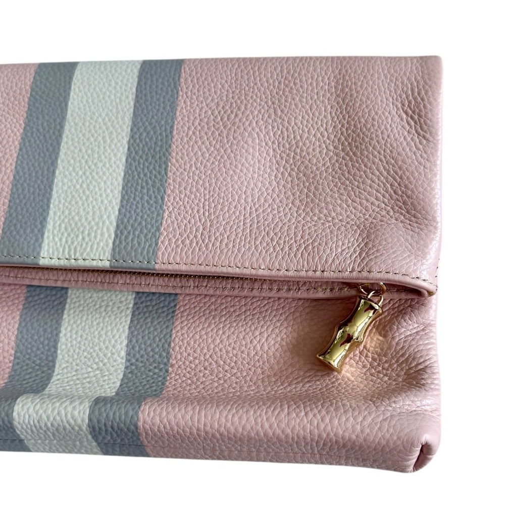 J. McLaughlin Pinn and Gray Clutch Bag with Gold Bamboo Hardware - Picture 10 of 10